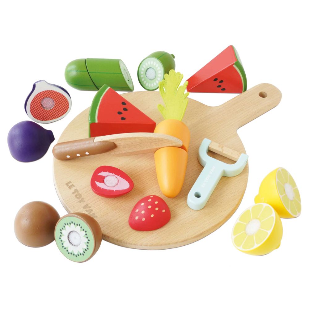 Le Toy Van Wooden Chopping Board Play Food Sliceable Toy Set