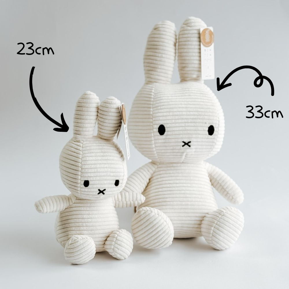 miffy33 Miffy Corduroy Soft Toy – White 33cm - Eco-Friendly Plush Bunny