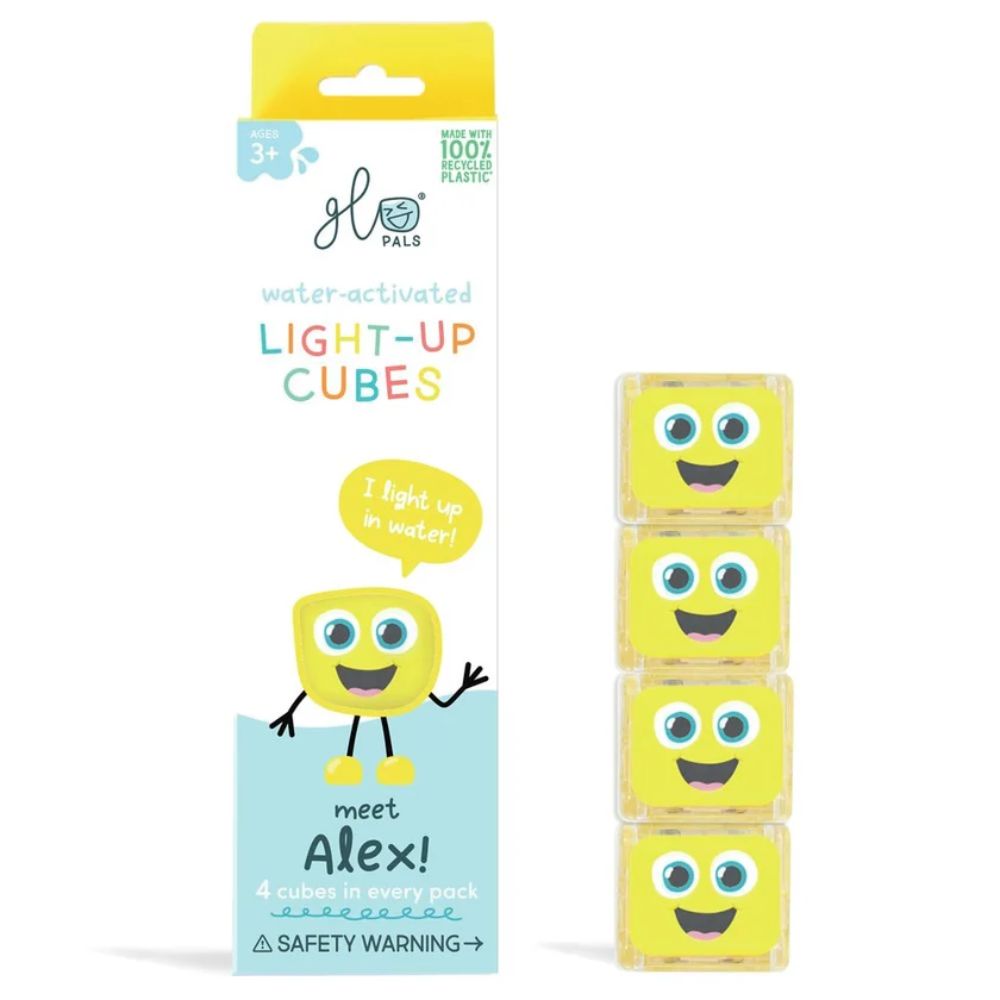 Glo Pals Light up Sensory Cubes - 4 Pack (Alex Yellow)